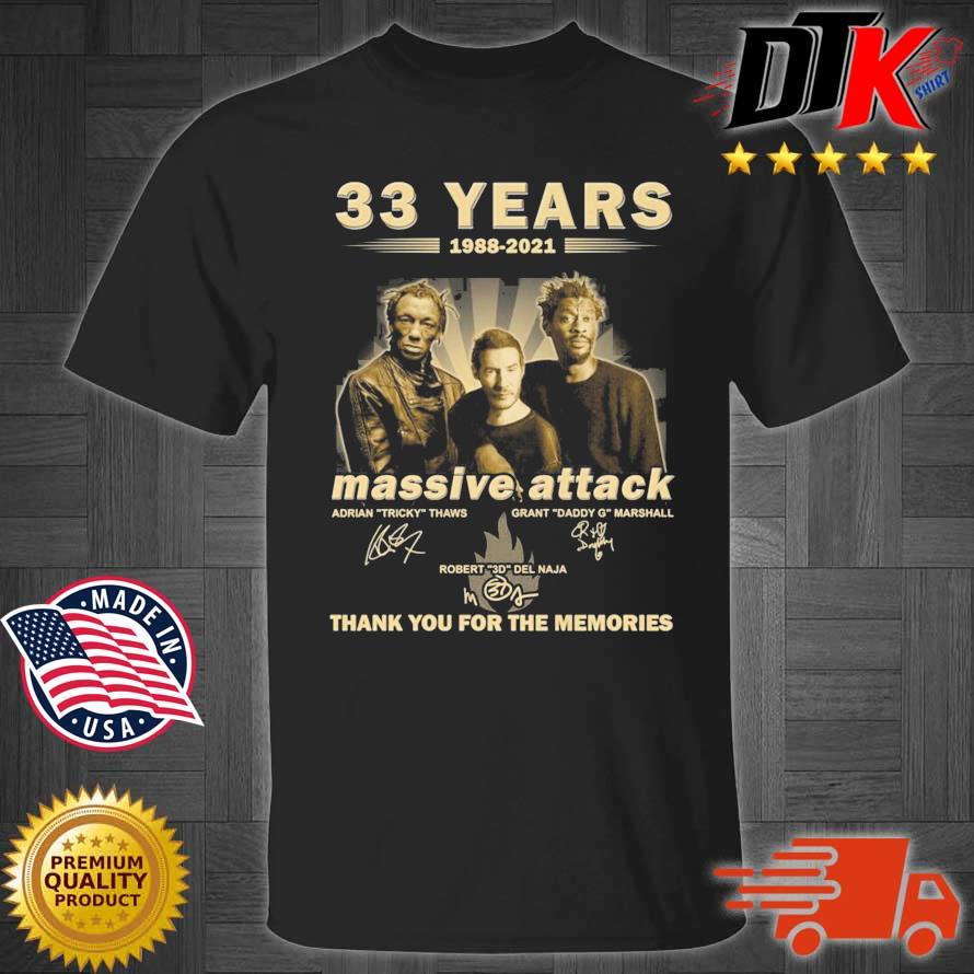 33 years 1988-2021 Massive Attack thank you for the memories signatures shirt
