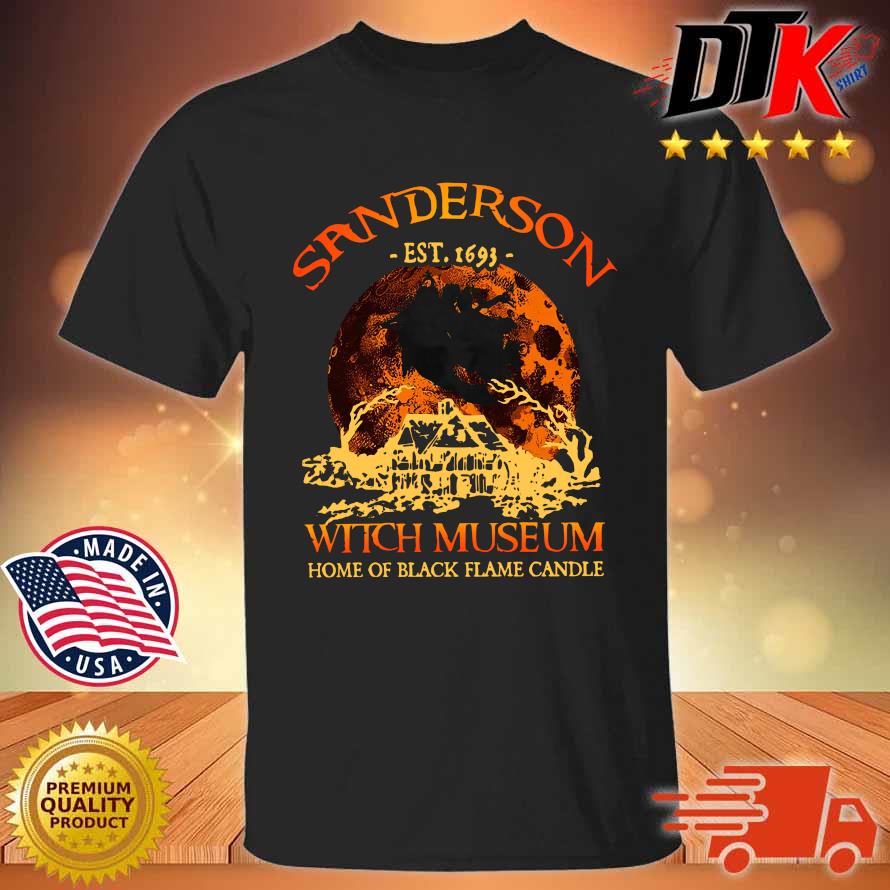 Sanderson est 1693 witch museum home of black flame candle Halloween shirt