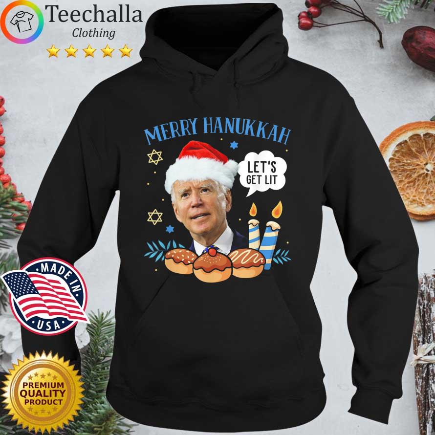Santa Biden Merry Hanukkah let's get lit Christmas sweater Hoodie den