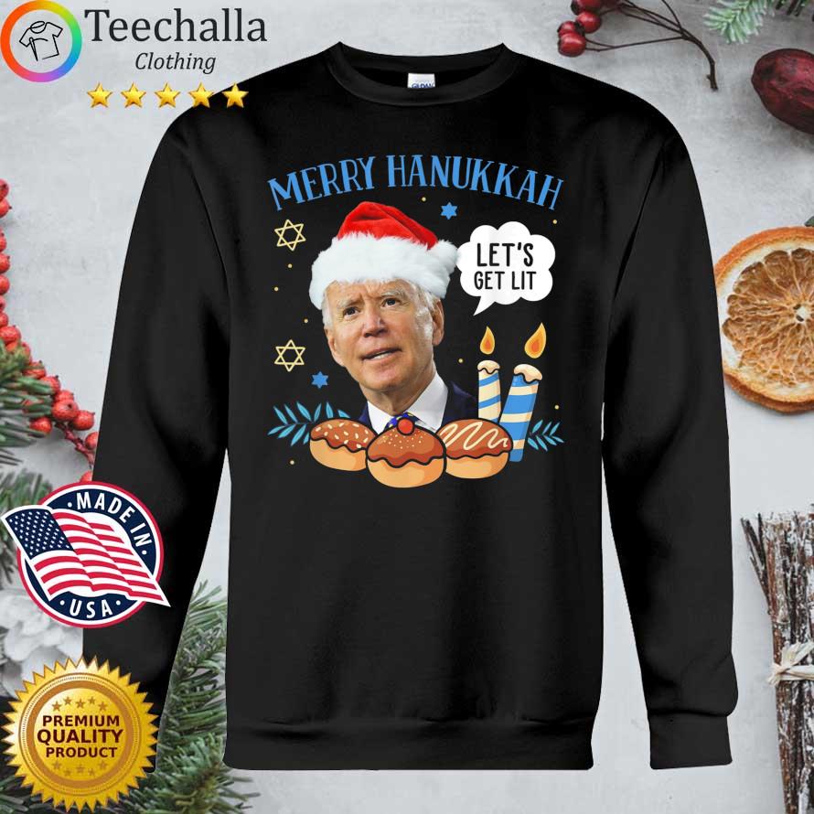 Santa Biden Merry Hanukkah let's get lit Christmas sweater
