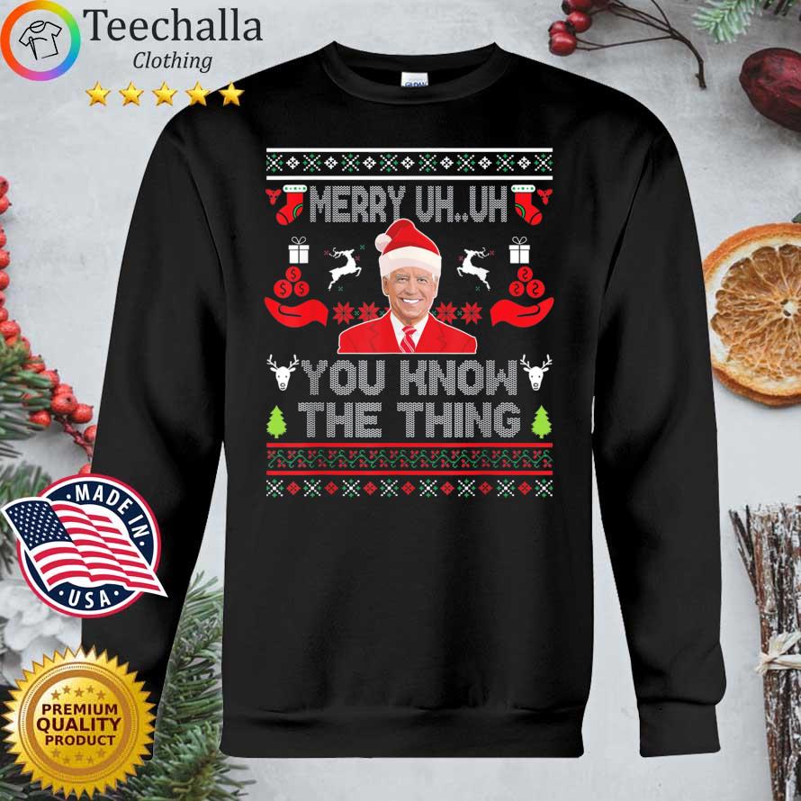 Santa Joe Biden Merry uh uh you know the thing Ugly Christmas sweater
