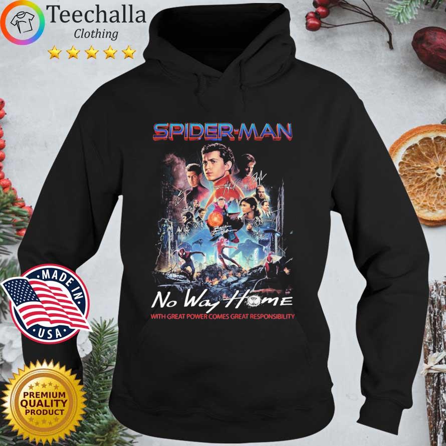 Spider-Man No Way Home With Great Power Comes Great Responsibility signatures Hoodie den