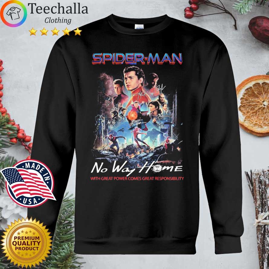 Spider-Man No Way Home With Great Power Comes Great Responsibility signatures shirt
