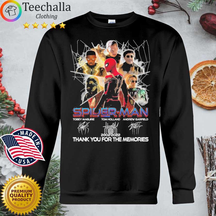 Spider-Man Tobey Maguire Tom Holland 2002-2022 thank you for the memories signatures shirt