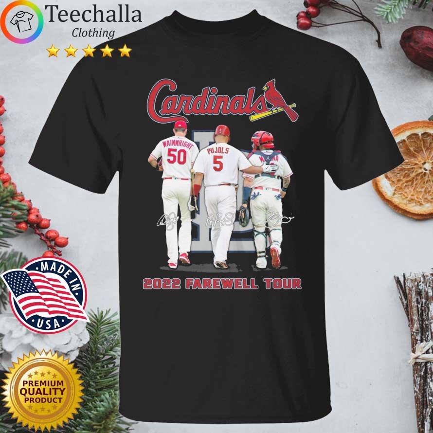 St Louis Cardinals Adam Wainwright Albert Pujols and Molina 2022 farewell tour signatures shirt