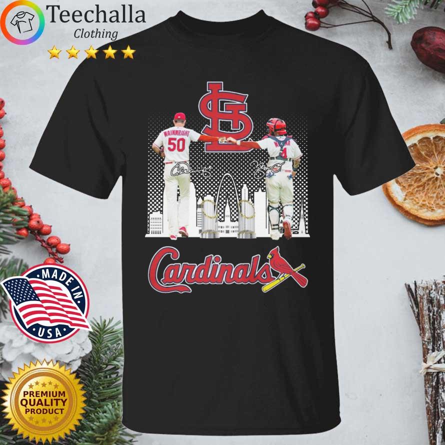 St Louis Cardinals Skylines Adam Wainwright and Molina signatures shirt