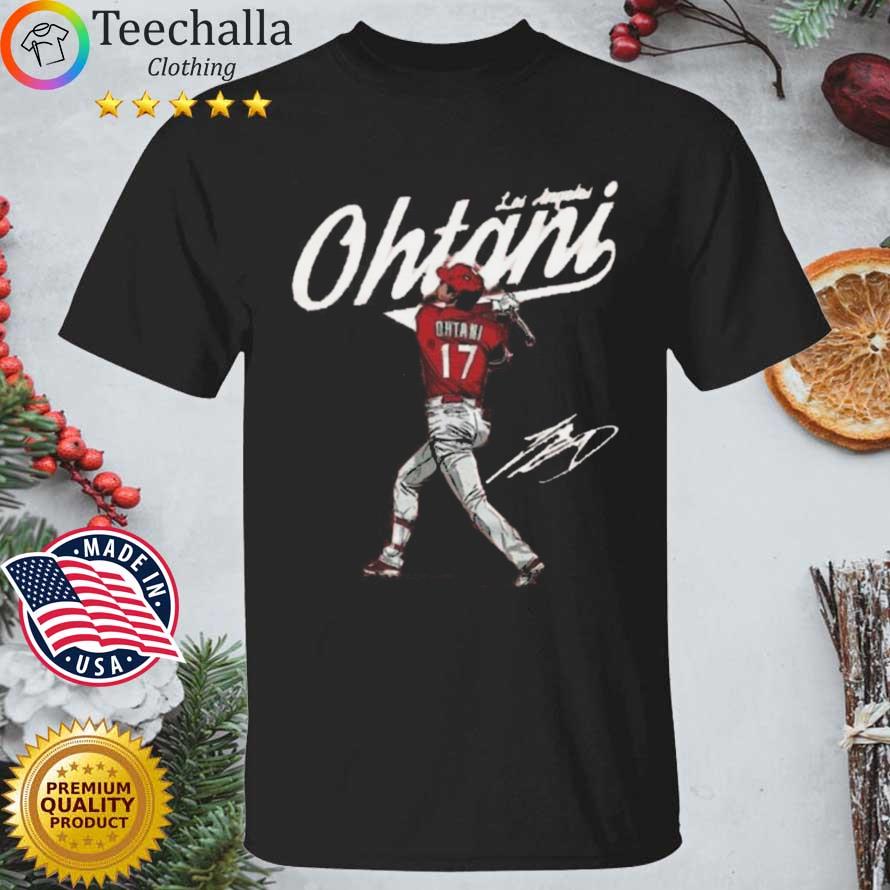 17 Shohei Ohtani Los Angeles Angels MLB Red Jersey T-Shirt (Large)