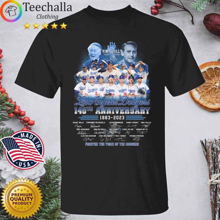 Vin Scully 1927-2022 Los Angeles Dodgers 140th Anniversary Forever The Voice Of The Dodgers Signatures shirt
