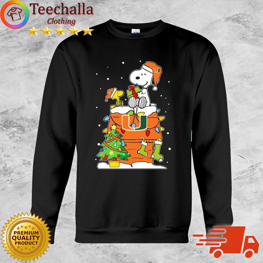 Snoopy And Woodstock Miami Hurricanes Merry Christmas sweater