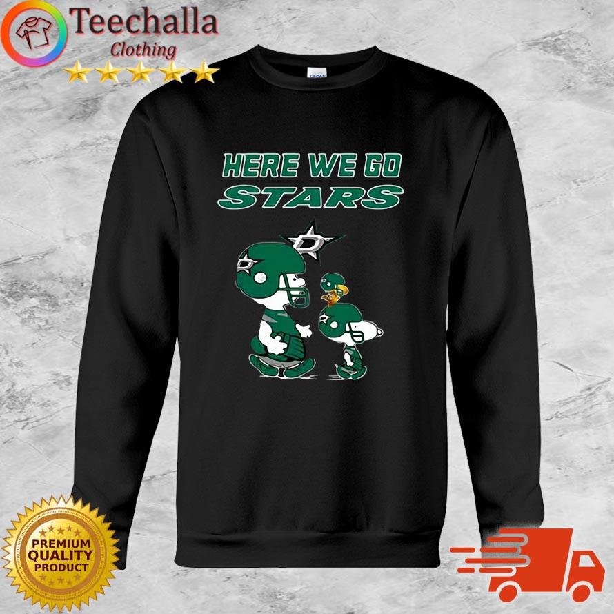 NHL Dallas Stars Here We Go Stars Charlie Brown Snoopy And Woodstock Shirt