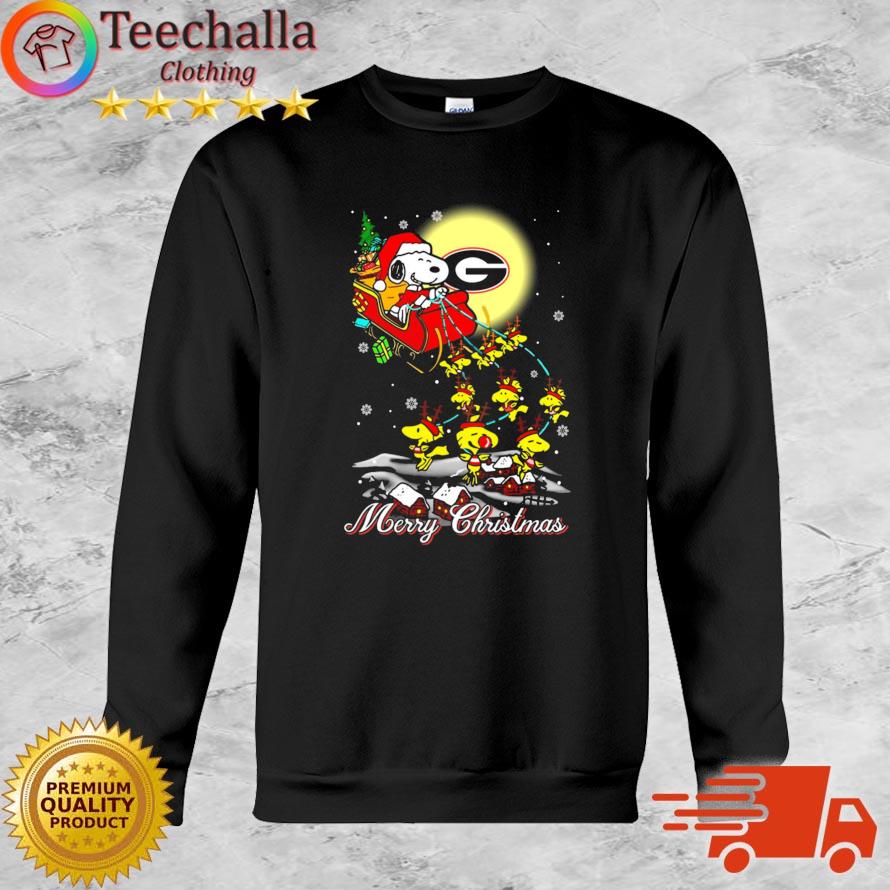 Santa Claus With Sleigh And Snoopy Georgia Bulldogs Ugly Christmas sweater