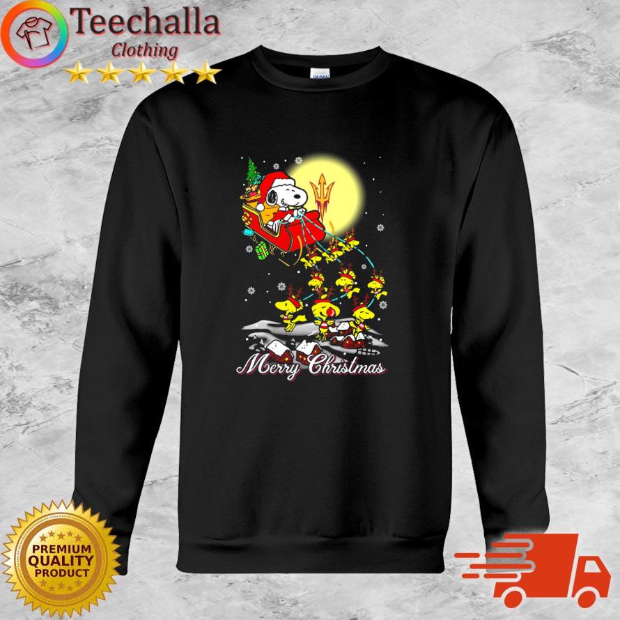 Santa Snoopy And Woodstock Arizona State Sun Devils Ugly Merry Christmas sweater