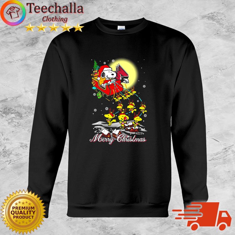 Santa Snoopy And Woodstock Ball State Cardinals Ugly Merry Christmas sweater