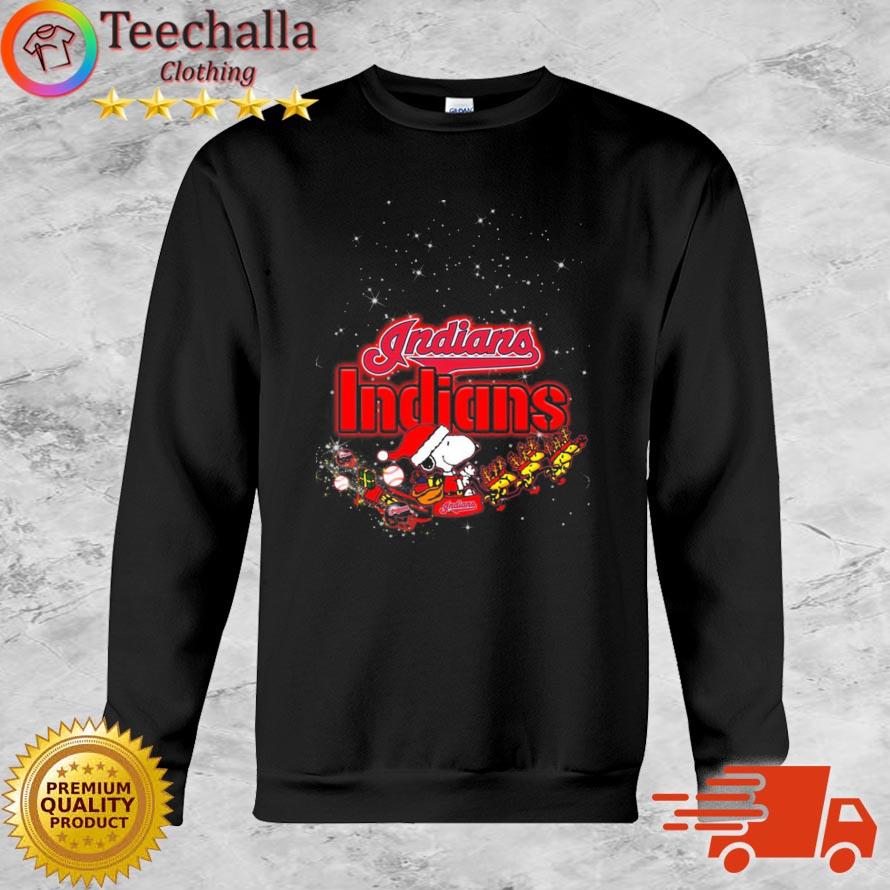 Santa Snoopy Riders Woodstock Merry Christmas Cleveland Indians Sweater