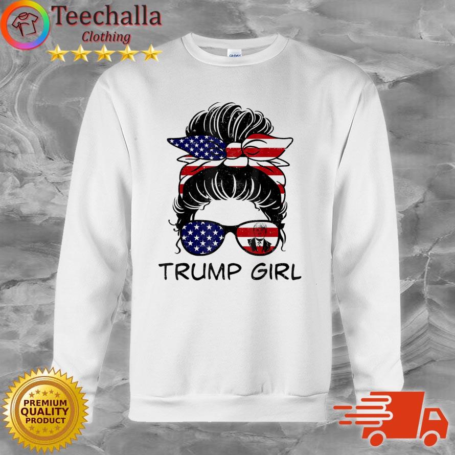 Vintage Trump Girl Messy Bun Republican American Flag shirt