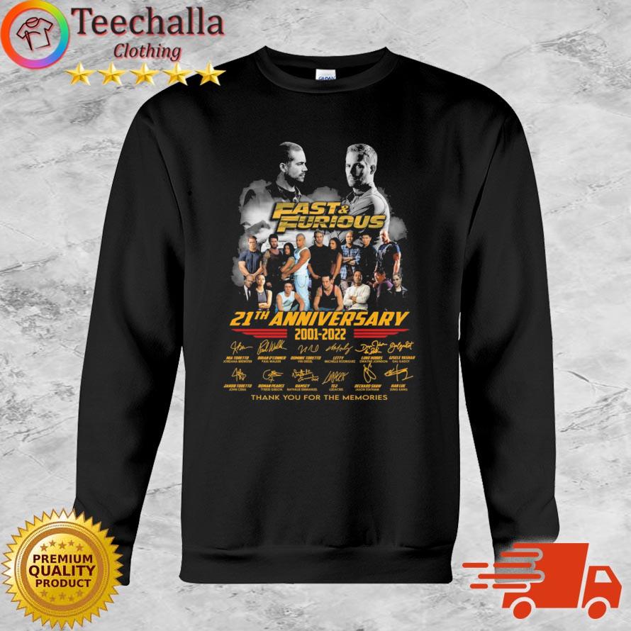 Fast And Furious 21th Anniversary 2001-2022 Thank You For The Memories Signatures tee shirt