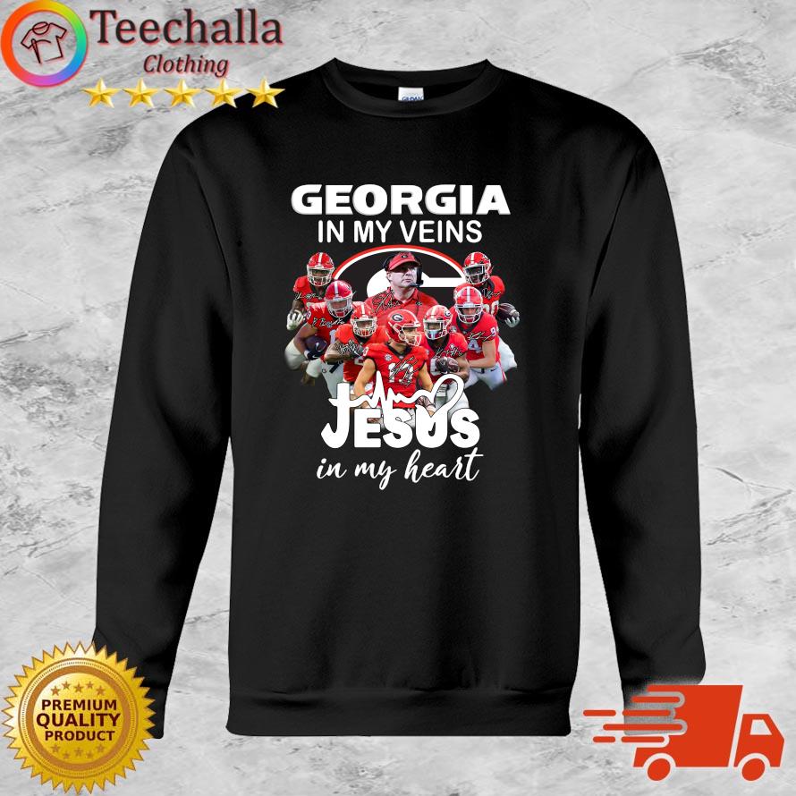Georgia Bulldogs In My Veins Jesus In My Heart Signatures 2022 sweatshirt