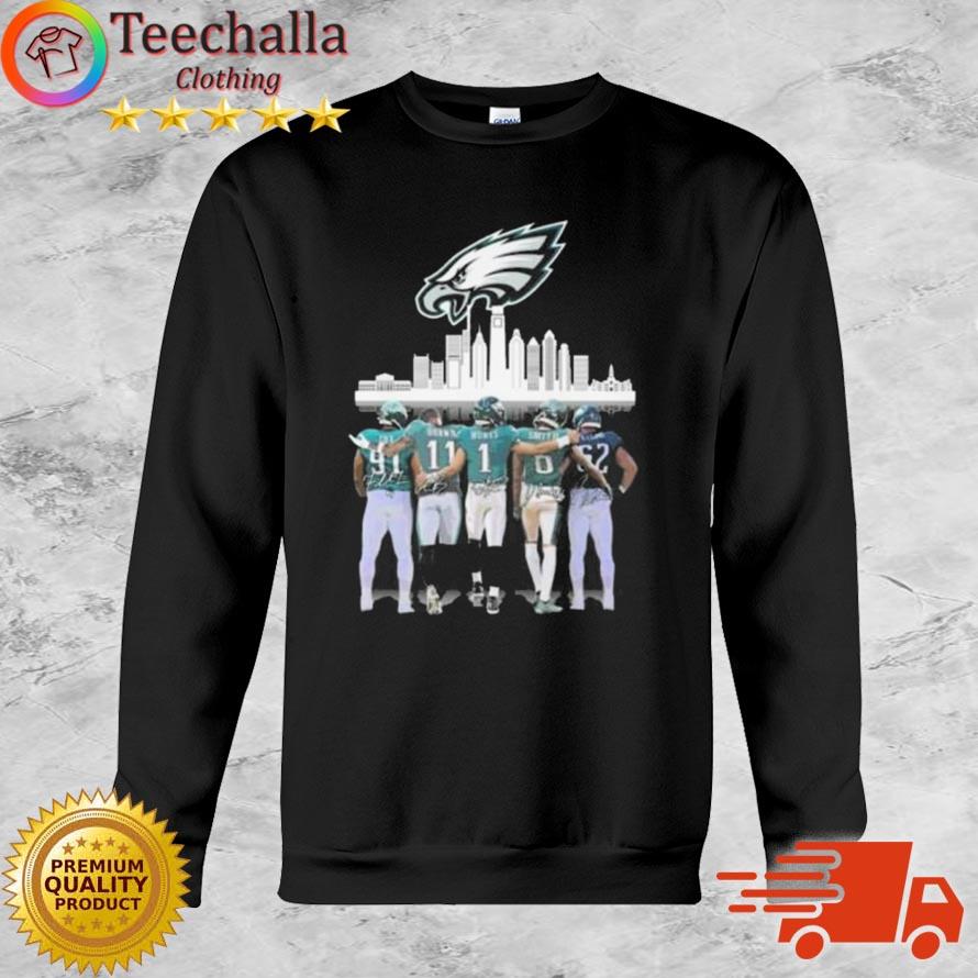 Philadelphia Eagles City Cox Brown Hurts Smith And Jason Kelce Signatures Skylines Shirt