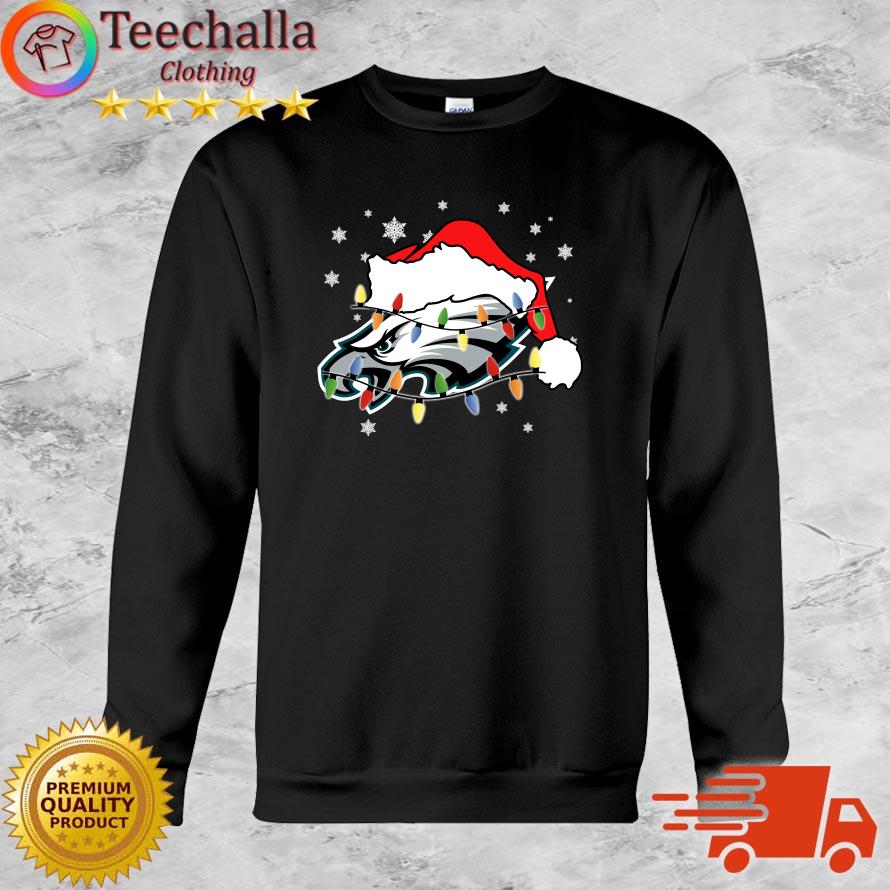Official Philadelphia Eagles Logo Santa Hat Light Christmas sweatshirt