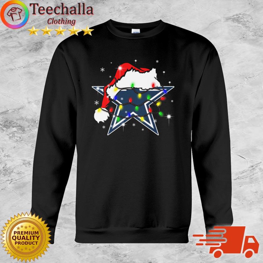 Santa Dallas Cowboys Logo Lights Christmas sweatshirt