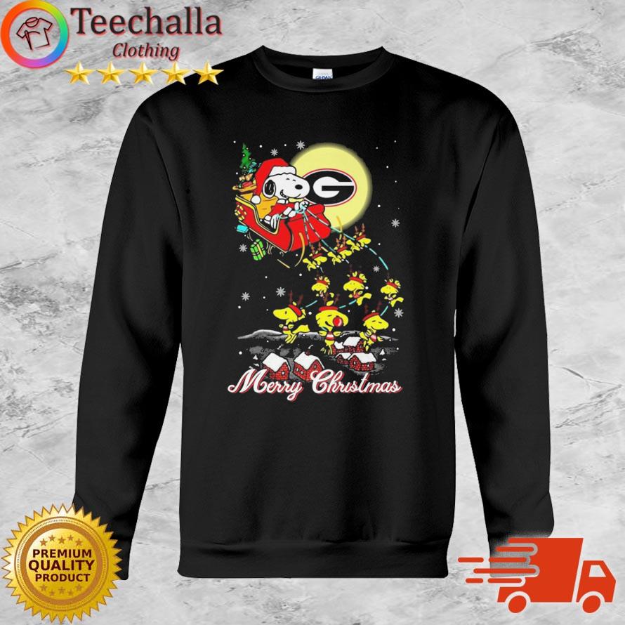 Santa Snoopy And Reindeers Woodstock Georgia Bulldogs Merry Christmas sweatshirt