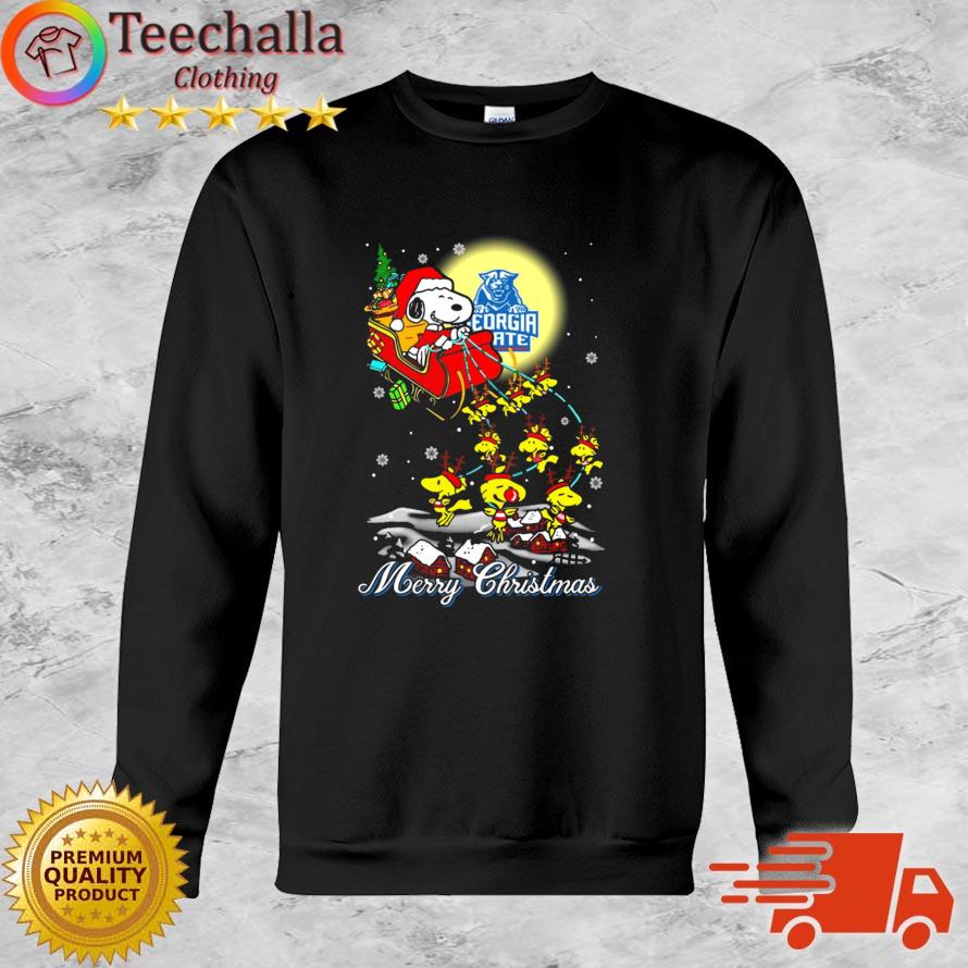 Santa Snoopy And Woodstock Riding Reindeers Georgia State Panthers Merry Christmas sweatshirt