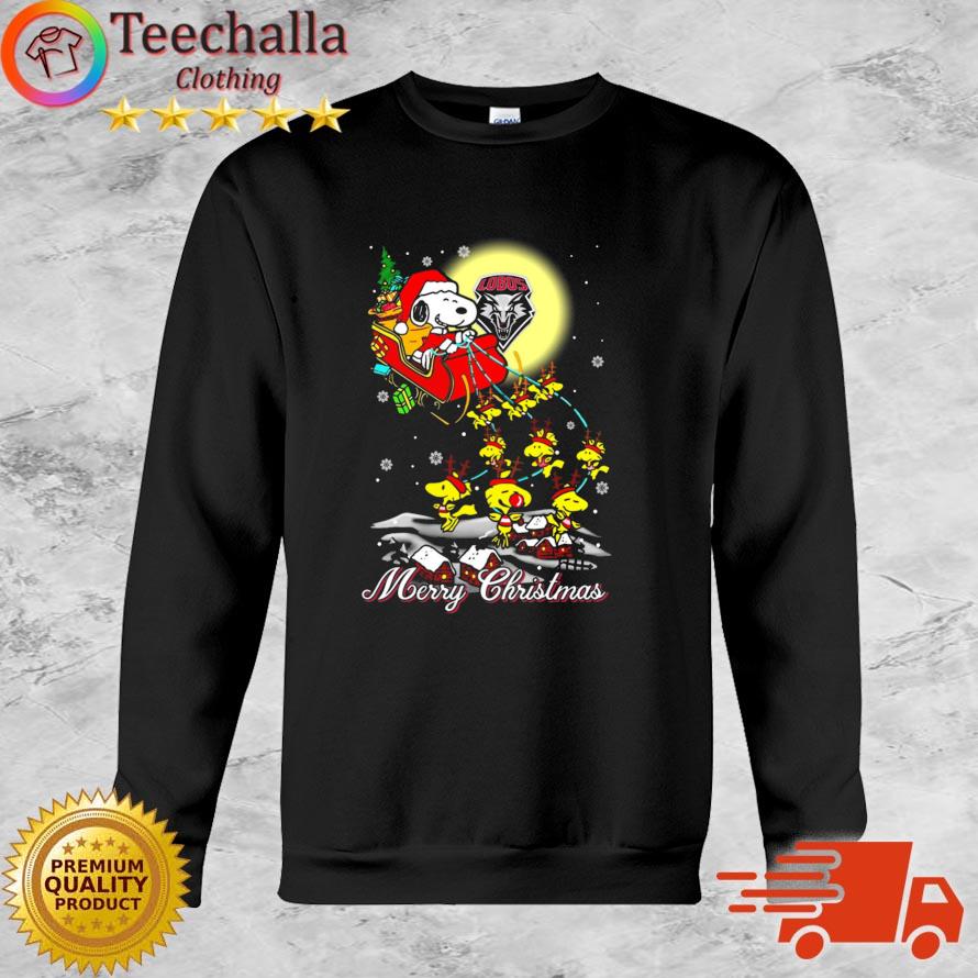 Santa Snoopy And Woodstock Riding Reindeers New Mexico Lobos Merry Christmas sweatshirt