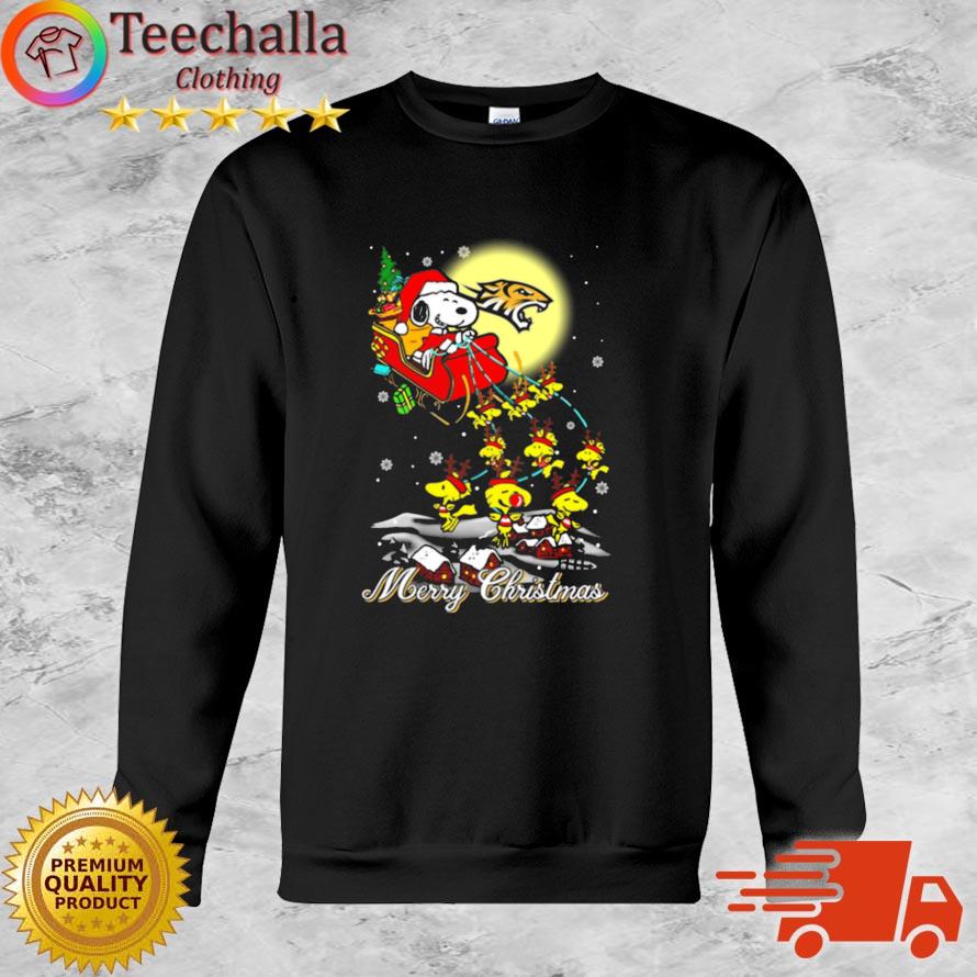 Santa Snoopy And Woodstock Riding Reindeers Towson Tigers Merry Christmas sweatshirt