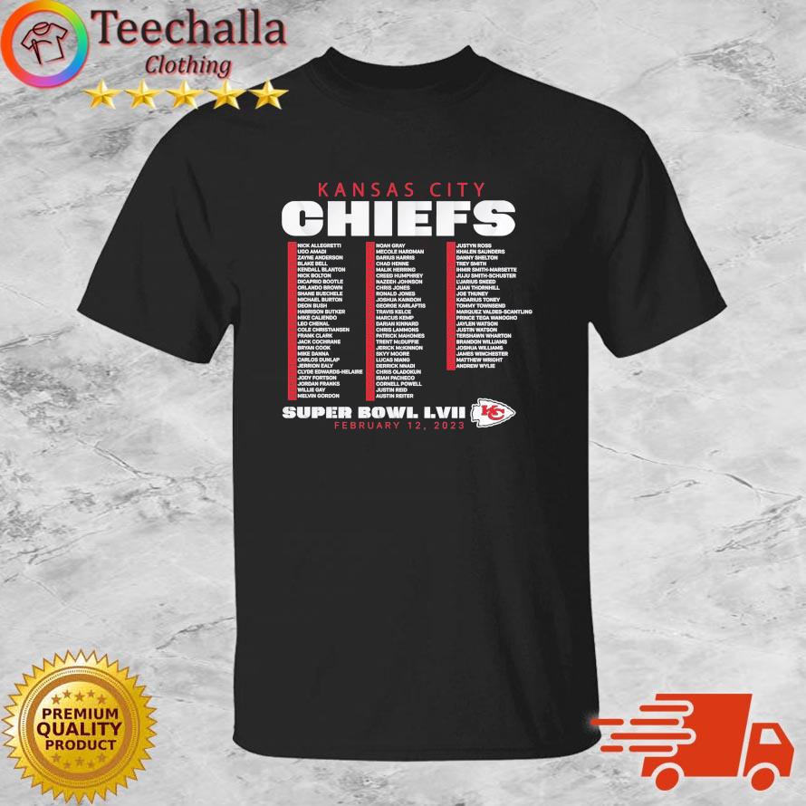 Kansas City Chiefs Super Bowl LVII February 12 2023 Roster shirt