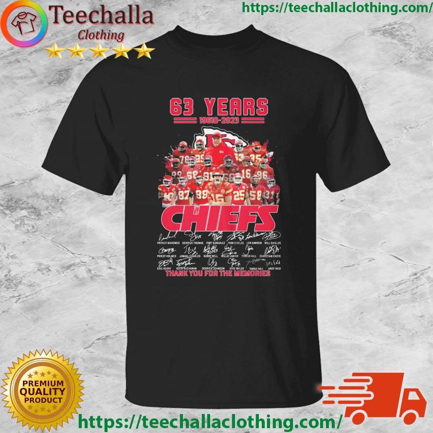 Kansas City Chiefs 63 Years 1960-2023 Thank You For The Memories Signatures shirt