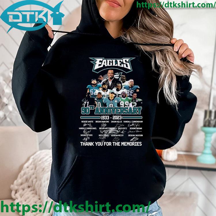 Official Philadelphia Eagles 90th Anniversary 1933-2023 Thank You For The Memories Signatures s hoodie