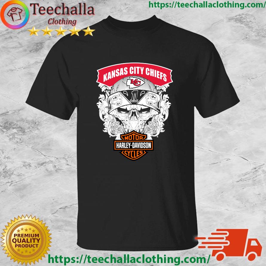 Official Skull Kansas City Chiefs NFL Football Motor Harley Davidson Cycles Shirt