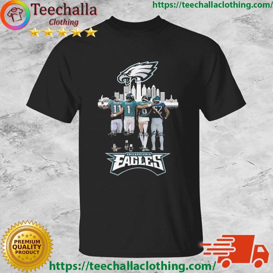 Philadelphia Eagles Skyline Brown Hurts Smith And Kelce Signatures shirt