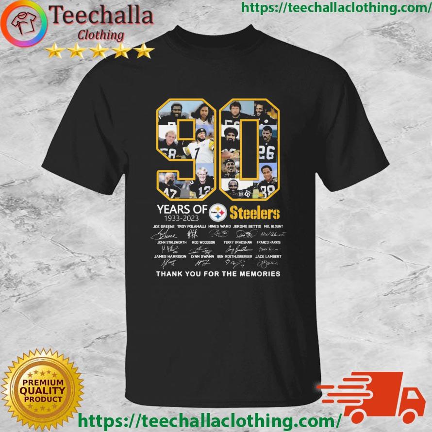 Pittsburgh Steelers 90 Years Of 1933-2023 Thank You For The Memories Signatures shirt
