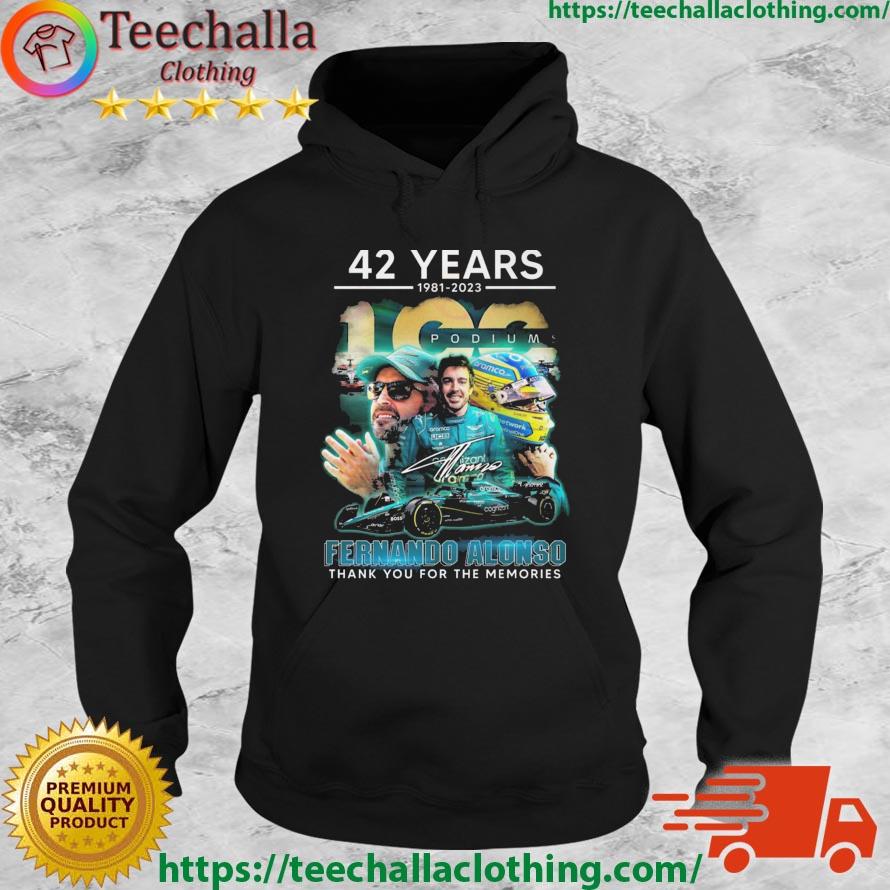 42 Years 1981 – 2023 Podiums Fernando Alonso Thank You For The Memories Signature s Hoodie