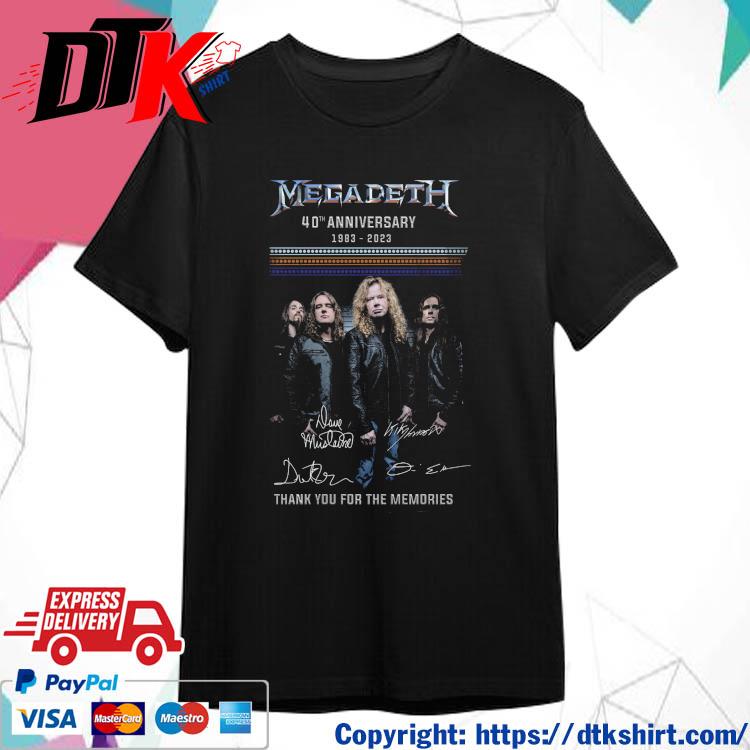 Megadeth 40th Anniversary 1983-2023 Thank You For The Memories Signatures Shirt
