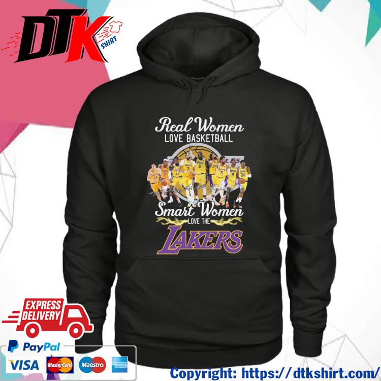 Real Women Love Baketball Smart Women Love The Los Angeles Lakers Players Signatures s hoodie