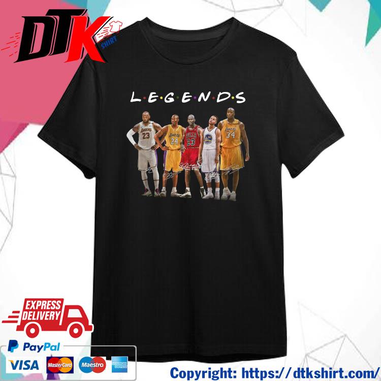 Official Kobe Bryant LeBron James Michael Jordan Stephen Curry Shaquille O'Neal legends signatures T-shirt
