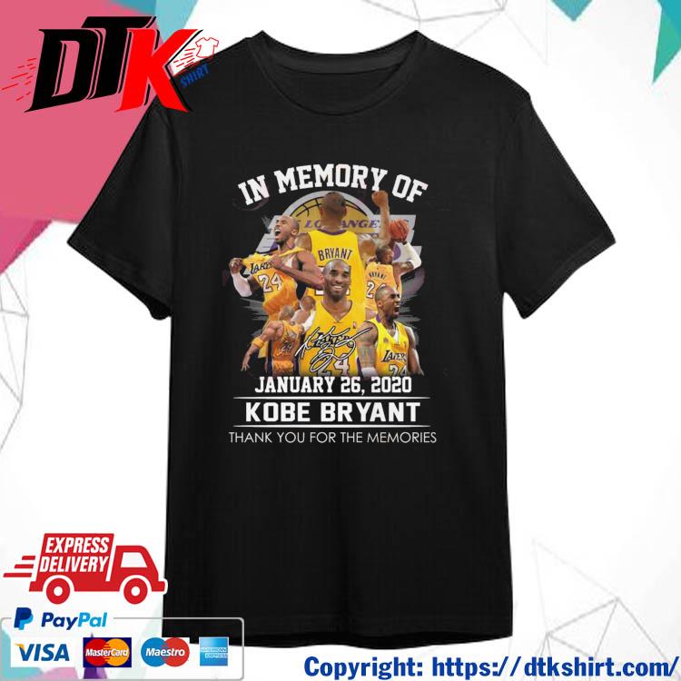 Official In Memory Of January 26, 2020 Kobe Bryant Thank You For The Memories Signatures Shirt
