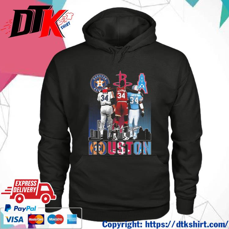 Houston Astros Nolan Ryan Houston Rockets Hakeem Olajuwon And Houston Oilers  Earl Campbell Signatures Shirt, hoodie, sweater, long sleeve and tank top