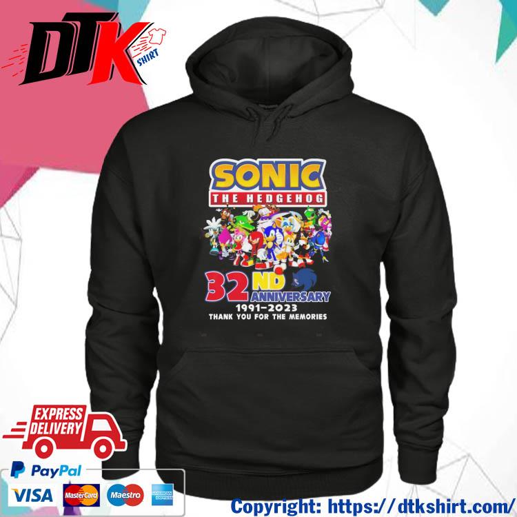 Sonic The Hedgehog 32nd Anniversary 1991-2023 Thank You For The Memories s hoodie