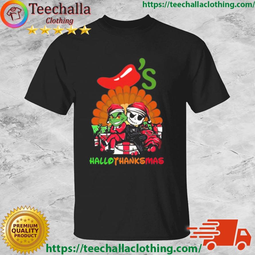 Grinch and Jack Skellington Chili's Hallo Thanks Mas shirt