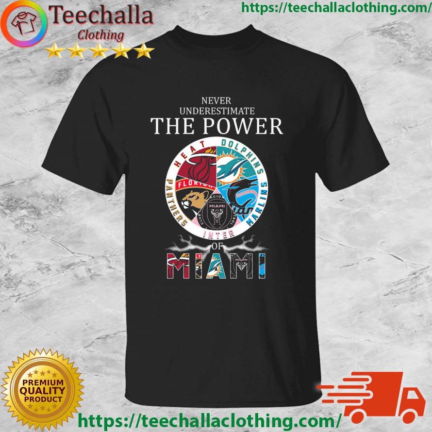 Never Underestimate The Power Of Miami Sport Teams Heat Dolphins Marlins Inter And Panthers shirt