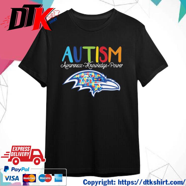Official Baltimore Ravens Autism Awareness Knowledge Power t-shirt