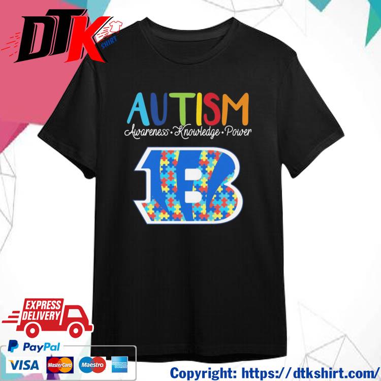 Official Cincinnati Bengals Autism Awareness Knowledge Power t-shirt