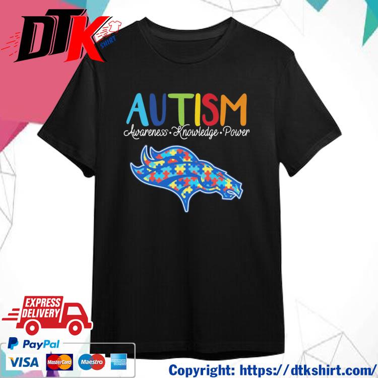 Official Denver Broncos Autism Awareness Knowledge Power t-shirt
