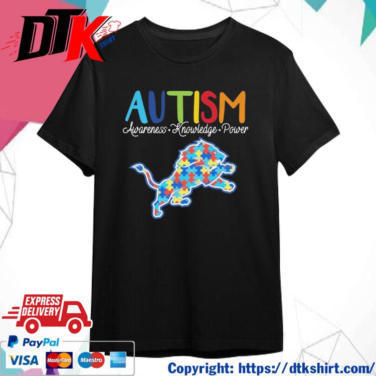 Official Detroit Lions Autism Awareness Knowledge Power t-shirt