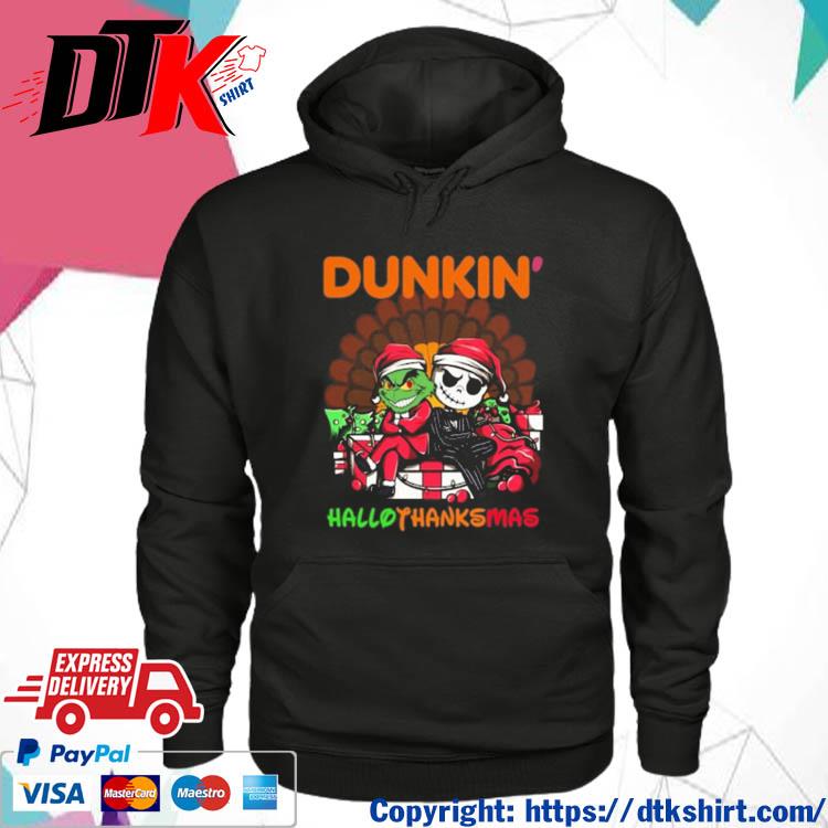 Official Grinch and Jack Skellington Dunkin' Hallo Thanks Mas t-s hoodie