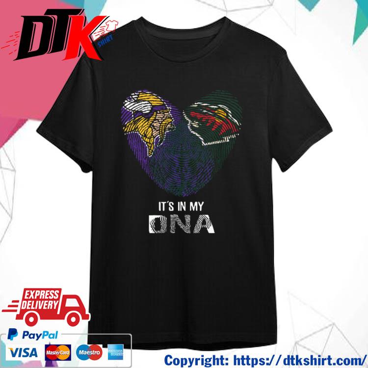 Official Minnesota Vikings And Minnesota Wild Heart It's In My DNA 2023 t-shirt