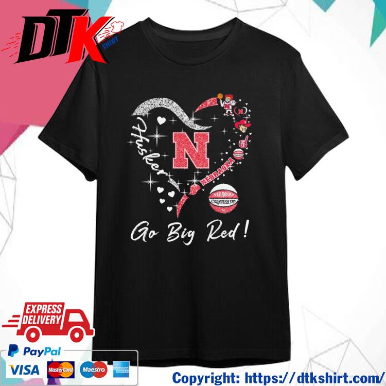 Official Nebraska Huskers Go Big Red Diamond Heart shirt